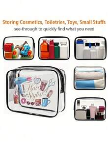 Large Capacity High-Quality PVC Travel Organizer Bag, Zipper Closure - Lightweight Fade-Resistant Cosmetic Toiletry Bag, Suitable For Women And Girls, TSA Approved, Portable Makeup Case, Easy To Wipe Clean, Tech-Savvy Storage Bag | Modern Aesthetics | Fade-Resistant Material, Travel Essential, Holiday Vacation Bag, School Makeup Bag, Cruise Travel Must-Have, Toiletry Bag, Bathroom Supplies - Multicolor - View 7