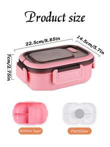 Personalized Customized Name Lunch Box (Free Fork, Spoon), Adult Or Child Boy And Girl Containers, 3 Compartments, Lunch Food Container With Cutlery, Sauce Jar, Pancake Liner, Microwave And Dishwasher , Back To School Lunch Box To Avoid Confusion - Multicolor - View 8