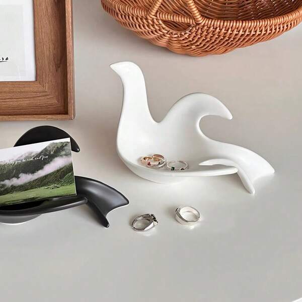 1 pieza Bandeja de joyería de cerámica vintage, plato para llaves, anillos y bisutería, organizador minimalista de estilo bohemio y rústico para el tocador, mesita de noche o entrada. Regalo ideal para cumpleaños, Navidad, Día de la Madre, San Valentín, despedida de soltera, boda, aniversario, anfitriona, Acción de Gracias o Halloween.