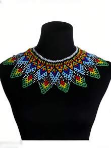 1 件手工串珠围兜项链，波西米亚风格假领项链，适合女士 - 美麗風格 - 查看 7