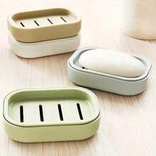 1 khay đựng xà phòng đơn giản, khay thoát nước xà phòng hình chữ nhật bằng nhựa, giá đựng xà phòng tối giản cho phòng tắm, phụ kiện phòng tắm, dụng cụ phòng tắm - Nhiều màu - Xem 16