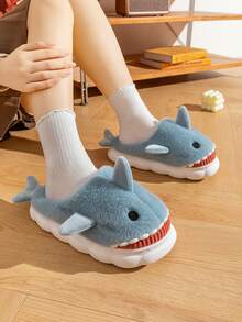 Pantuflas para adolescentes, pantuflas de espuma de moda casual, pantuflas deslizantes suaves y cómodas con nuevo diseño de tiburón para adolescentes, otoño/invierno - Celeste - Ver 6