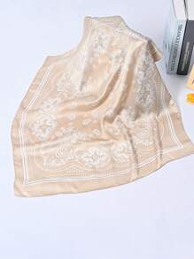 1 件佩斯利印花仿丝 27.6 英寸小方巾/头巾，男士百搭颈巾，防晒 - 紅色 - 查看 12