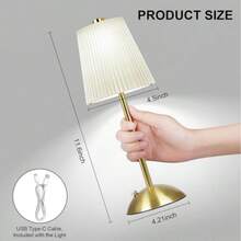 1pc Luxury European Style Bedside Lamp, Touch Control, 3-Color Dimmable, USB Charging, Metal Material, Suitable For Home, Office And Hotel Decor - Cordless Desk Lamp - View 5