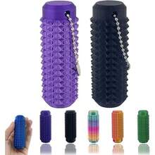 Vibrant Little Ouchies Grippie Stim Tool - Portable Firm Plastic Spikes |   Anxiety Relief, Clip To Keys |   On-The-Go Stress & Impulse Management, Fashionable Keychain Pendant, Outdoorfun Durability - Black+Purple 2pcs - 查看 1
