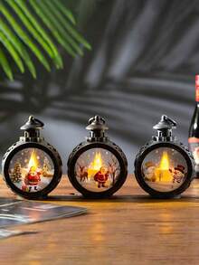 Lanternes décoratives de Noël, Père Noël, Bonhomme de neige, Décorations de Noël, Lumières décoratives d'intérieur/extérieur, Alimentées par batterie - Multicolore - Voir 3