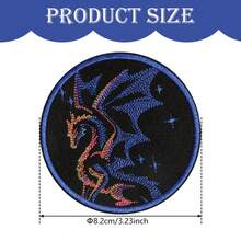 1 miếng vá thêu hình rồng thiên hà tinh vân tròn, nhãn dán quần áo tự làm, ủi/may cho áo khoác, áo phông, túi xách, mũ, huy hiệu động vật sáng tạo - Màu xanh lam - Xem 2