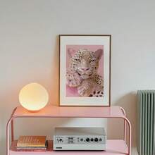 1 pieza Cuadro de arte de pared Impresión en lienzo de leopardo rosa glamoroso | Decoración rosa de moda coqueta para dormitorio, sala de estar u oficina, póster, artículos esenciales para dormitorio universitario, regalo para ella, sin marco o enmarcado