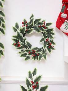 1 Stück realistischer Weihnachtsroter Fruchtdekoration, für Heimdisplay, Feiertagsatmosphäre im Wohnzimmer, Tischdekoration im Esszimmer, Wohnzimmer Kamin Atmosphäre Dekoration, realistische grüne Pflanzen, Eingangsbereich, Büro Weihnachtsdekoration