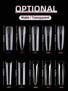 240片超大号长方形全/半覆盖哑光假指甲，二合一快速延长软胶指甲贴纸，适合女性和女孩美甲，按压式指甲，美甲用品