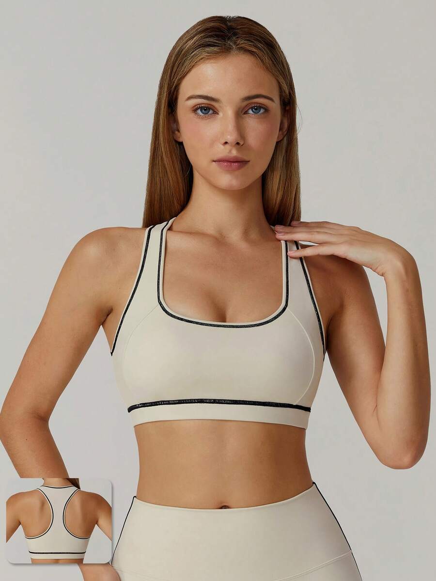 MASKERT Women's Sports Bra - Strap Tank Top With Removable Padding, High-Elasticity Workout & Casual Wear, Naked Feel Skin-Friendly Comfort