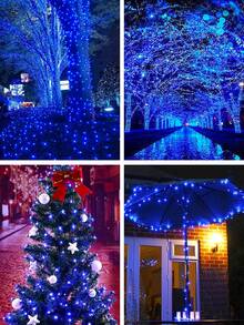 1pc Solar Powered LED String Lights, Length Options: 7m/12m/22m/32m (23ft/39ft/72ft/105ft), Solar Fairy Lights, 8 Flashing Modes, 50/100/200/300 LED Bulbs, Waterproof Outdoor Lighting String For Garden, Yard, Tree, Christmas, Wedding, RV, Halloween - IP65 Outdoor Solar Lights, Garden Lighting | Holiday Lighting | Christmas Lights | Solar Lights