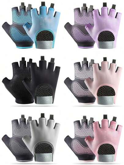 1 双女士薄款四季专业健身手套，瑜伽防护手套，高弹性舒适，掌心减震垫防滑耐磨，户外骑行手套
