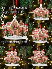 Custom Christmas Ornaments With Name, Personalized Christmas Tree Decorations, Customized 2-6 Names Ornaments, Customizable Text Christmas Decorations, Diy Ornaments, Christmas, Indoor, Outdoor, Garden, Christmas Hat Figurine Pendant, Christmas Tree Ornaments, Room Decor, Boys, Girls, Mom, Dad, Kids,Christmas Gift Supplies - Style a - View 1