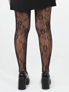 1 para damskich rajstop/pończoch z koronką w kwiaty, pończochy z siateczki, wysoki stan, wyszczuplające, dopasowane, duże rozmiary, odpowiednie na różne okazje, prezent świąteczny