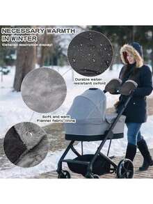 1双婴儿推车防水手套分体保暖手套保暖防风防水手套适用于冬季婴儿推车童车婴儿车电瓶车也可使用