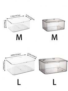 1 pieza Caja de almacenamiento transparente con tapa abatible, organizador de artículos de papelería de uso múltiple, caja de almacenamiento transparente multifuncional para escritorio con tapa abatible, caja de almacenamiento a prueba de polvo para cosméticos de escritorio, organizador de varios usos, almacenamiento de escritorio para el hogar/oficina, adecuado para el hogar, la escuela y la oficina, artículo esencial de oficina - transparente - Ver 2