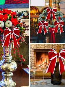 1pc, 1m/2m/5m/10m Christmas Red White Border Packaging Tapes, DIY Decoration, Christmas Tree Bow , Christmas Gift Packaging Ribbon, Suitable For Holiday, Party, And Birthday Gift Decoration