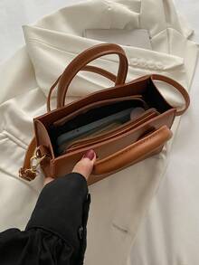 Bolso minimalista de unicolor para mujer para uso diario - Marrón - Ver 6