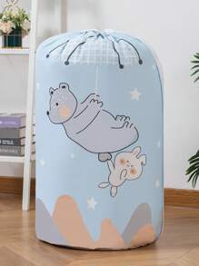 1 Stück große zylindrische Kordelzug Aufbewahrungstasche, bunte Cartoon-bedruckte Aufbewahrungstasche, geeignet für Zuhause, Zimmer und Kleiderschrank, staubdicht, platzsparend und langanhaltend Aufbewahrungstasche für Kleidung und Decken