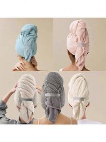 Toalla de pelo de microfibra ultra suave - Secado rápido, envoltorio súper absorbente para mujeres y niñas, suave para el cabello rizado o dañado, accesorio de baño de unicolor (1 pieza/set de 2 piezas), gorro, gorro de ducha, productos y accesorios para el cabello para barbería, salón de belleza, artículos esenciales de viaje, Halloween, Navidad, artículos esenciales para la vida, toalla de baño grande, accesorios para el cabello, cobertor para el cabello, toalla para el cabello
