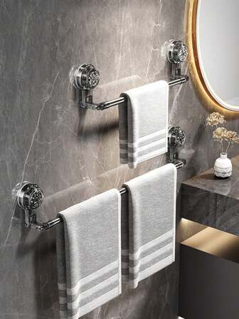 1 pieza Toallero sin taladro para baño, retráctil y giratorio, estantería de pared, soporte para toallas, barra de toallas sencilla, soporte para toallas de mano, percha para toallas de una barra, estantería para zapatos, estantería de almacenamiento, soporte para toallas de cocina, soporte para toallas de gabinete