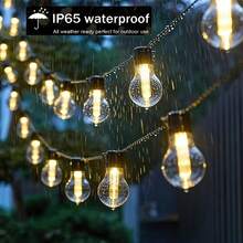 أضواء سلسلة جنية تعمل بالطاقة الشمسية عالية السطوع جديدة، 10/20/30 مصباح LED شمسي بتصميم إديسون قديم، بطارية ليثيوم جديدة A50، 8 أوضاع - أضواء جنية IP65 للحديقة والتخييم والحفلات والفناء والجدران والاستقلال والزفاف وعيد الهالوين وعيد الميلاد