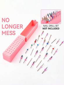 1pc 30-Hole Nail Drill Bit Holder, Dustproof Nail Salon Organizer With Storage Display Box, Manicure Tool Case, Suitable For Acrylic Nail Drill Bits (Drill Bits Not Included, Multi-Color),Makeup Bag,Travel Essential - Multicolor - View 2
