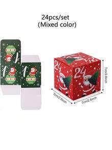 24pcs Christmas Countdown Advent Calendar,Christmas Gift Boxes Make & Fill Your Own Surprise Advent Calendar Gift Box For Xmas Party, Holiday Present Decoration Home Decor Christmas Decorations Room Decor Winter Christmas Decorations Home Christmas Gifts Christmas Decor - Multicolor - View 3