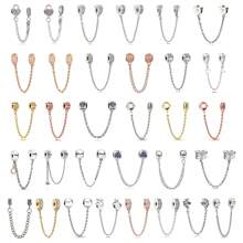 1pc Fashionable Personalized Silver, Gold, Rose Gold Multi-Element Heart Charm, Suitable For DIY Bracelet, Bangle, Anklet, Safety Chain Pendant - Chain - View 13