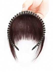 1件装无缝防滑合成假发，带刘海发带，适合女性，遮盖发际线和白发，自然隐形超薄刘海假发发带，发箍，发圈，女士发饰，秋季穿搭发带 - 彩色 - 查看 3