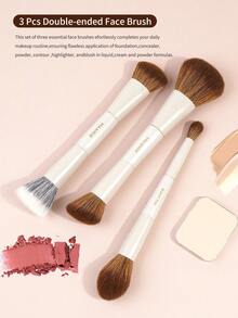 MAANGE 5/7/8/10pcs Soft Dual-Ended Multi-Functional Makeup Brush Set, Including Face Brush, Powder Brush, Blush Brush, Concealer Brush, Contour Brush, Nose Brush, Eyeshadow Brush, Detail Brush, Foundation Brush, Highlighter Brush. Made Of High-Quality Synthetic Hair, Durable For Daily Facial Makeup, Suitable For Liquid, Cream And Powder Products. Can Be Used For Stippling, Blending And Facial Cleansing. - White - View 11