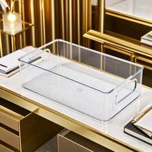1 pieza Caja de almacenamiento de escritorio transparente, organizador de cajón, canasta de almacenamiento de artículos varios de acrílico para papelería y dormitorio