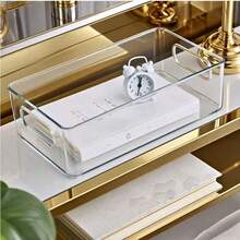 1 pieza Caja de almacenamiento de escritorio transparente, organizador de cajón, canasta de almacenamiento de artículos varios de acrílico para papelería y dormitorio