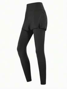 CAMEL CROWN Women's High Waist Thermal Lined Leggings, Autumn 2 In 1 Warm Knit Pants - Phantom Black - View 1