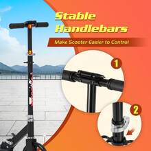 Advwin Folding Kick Scooter 3 Adjustable Height For Ages 6+ Kid Teens & Adults 20cm PU Wheels Load 100kg Red