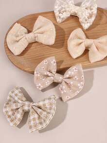 10 szt. spinek do włosów dla dziewcząt na jesień/zimę, spinki do włosów z serii beżowej, lniane spinki do włosów z kokardką, urocze i ciepłe akcesoria do włosów dla dziewcząt, odpowiednie do szkoły, na co dzień i na święta, miękkie akcesoria do stylizacji włosów - Wielokolorowe - Zobacz 4