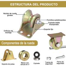 4pcs Rueda De Ranura En V De 2 Pulgadas, V Tipo De Puerta Corredera Roller Con Soporte, Rodillo De Puerta Corredera, 2 Piezas Riel De Cuerda De Alambre, Para Riel Invertido, Puerta Giratoria, Puerta Corredera, Máquinas Industriales (60 Mm) - Dorado - Ver 4