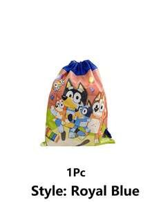 Bluey 1Pc Bluey Theme Drawstring Gift Bag Cartoon Non-Woven Storage Bag Organizer Bag Suitable For Parties And Gatherings For Storage And Decoration Of Birthday Gifts(Some Parts May Be Random)