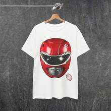 Red Power Ranger TeeNew Casual T-Shirts For Men And Women - 黑色 - 查看 4