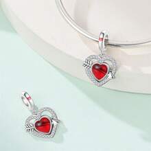 Silver Plated Charms Red Cupid's Arrow Red Love Red Love Twisted Flower Red Cherry Green Leaves Red Love ACE Card Red Strawberry Handwritten Bow Love Fruit Series Beads Charm Fit Original Bracelet Charm Beads Necklace Diy Female Jewelry