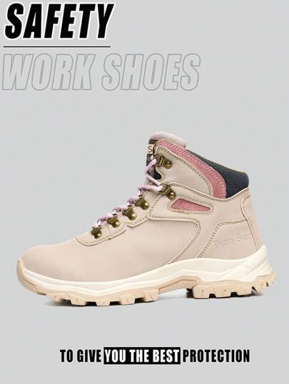 Women's Pink Steel Toe Safety Shoes,Lightweight Work Sneakers Anti-Puncture & Slip-Resistant Breathable Industrial Work Shoes For Construction Sites,Warehouse Jobs,Factory Floors,Landscaping Work Fashionable And Beautiful Home Gardening Protective Shoes, Shock Resistant, Hiking And Mountaineering Shoes For Outdoor Travel, Spare Shoes For Daily Commuting Use