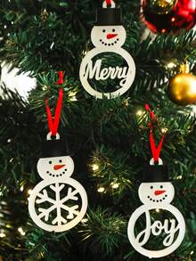 1pc Christmas Snowman Acrylic Hanging Ornament, Christmas Tree Hanging Decoration, Merry Joy Snowflake Decoration, Winter Home Decoration, Christmas Wall Hanging, Suitable For Living Room, Bedroom, Office, Window Display Christmas Decorations Room Decor