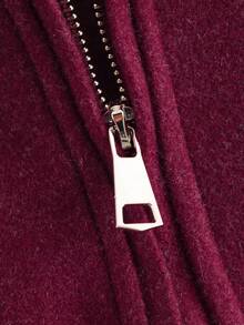 معطف نسائي كاجوال أنيق بياقة منقلبة وسحاب، أكمام طويلة فضفاضة بطراز قديم