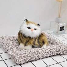 仿真猫仿真猫玩具可爱公仔仿真猫动物猫花猫摆件圣诞礼物生日礼物（款式随机） - 黑色 - 查看 6