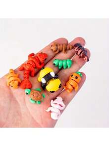 [Juguetes de animales coloridos] Juego de 5/10/15/20 piezas de mini juguetes de animales 3D impresos en colores | Perfecto para calendarios de adviento navideños, regalos de fiesta y regalos de Navidad, hechos de material PLA con botones móviles - Multicolor - Ver 5