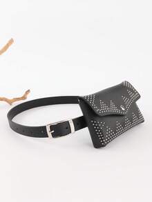 1pc Rivet Punk PU Waist Bag, Versatile For Pairing With Jeans, Skirts