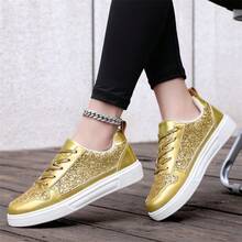 2025 New Sequin Sneakers, Fashion Versatile EVA Soft-Soled Lightweight Sports Shoes, Comfortable Women's All-Match Walking Shoes, Latest Cushioning Sneakers, PU Sparkling Upper Breathable Lace-Up Shoes.