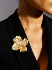1pc Exaggerated Fashion Double Layer Flower Brooch, Suitable For Women's Party And Banquet Wear