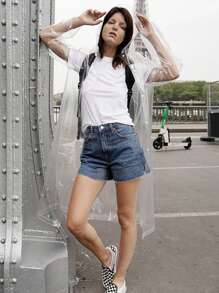 1pc Fashionable Transparent Long Raincoat, Full Body Rain Jacket